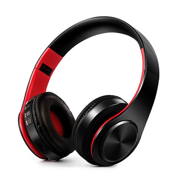 Fede trådløse Bluetooth headphones i flot foldbart design. Rød.