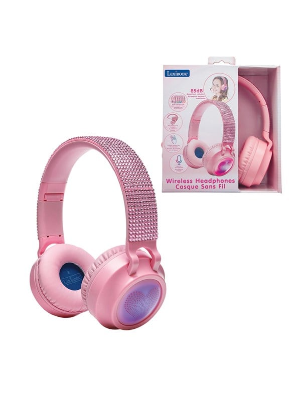Lexibook 3D Pink Strass design Bluetooth® and wired headphones